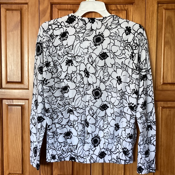 Lands End; Women Long Sleeve Cardigan Sweater; Black & White; - Picture 3 of 5